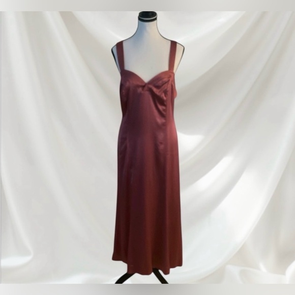 Anthropologie Cross Back Satin Midi Dress Size 10 NWT Pink Mauve $170 MSRP - Picture 5 of 11